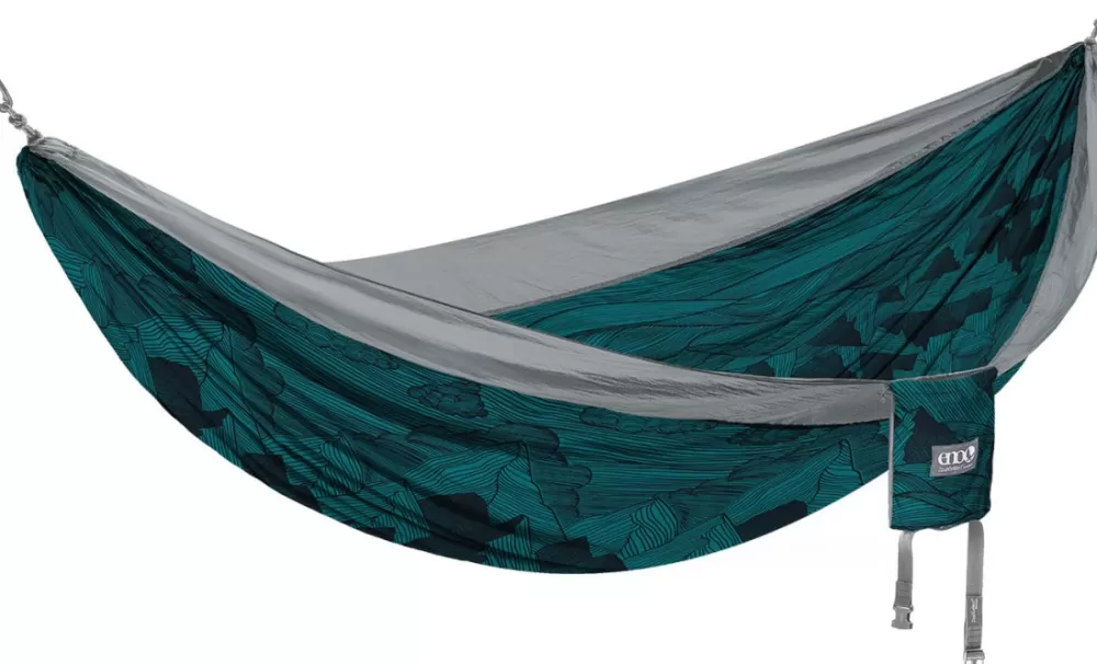 Riippumatot | Eno Hammock Eno Doublenest Bluesign Print Kahden Hengen Riippumatto, Mountains To Sea/Grey