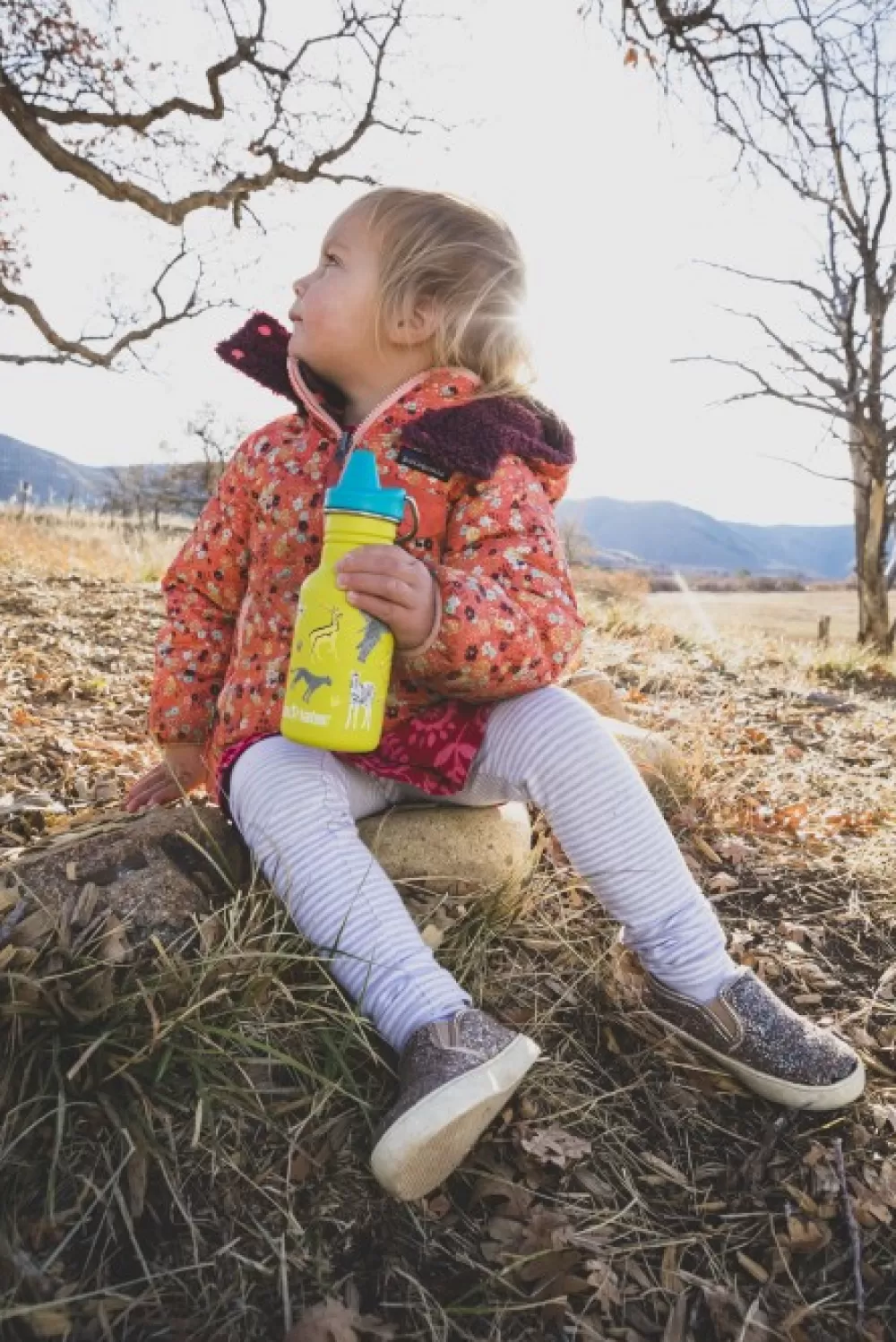 Lasten Retkeilyvarusteet | Klean Kanteen Kids Classic Narrow Juomapullo, Sippy Cap, 355 Ml, Keltainen